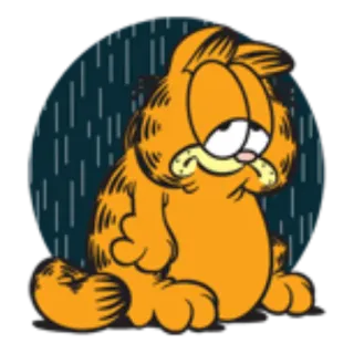 😒 Garfield Garfield, kot, kreskówka, smutny, przygnębiony, pomarańczowy telegram sticker