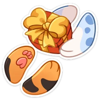 🎁 ของขวัญ, อุ้งเท้าแมว, น่ารัก, สัตว์, ปีก whatsapp sticker