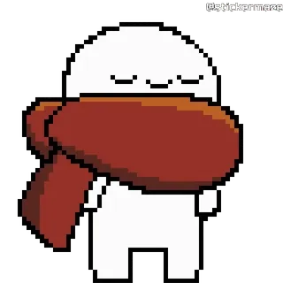 🧣 @stickermaze Sticker, Pixel art, Digitale kunst, Wit karakter, Sjaal telegram sticker