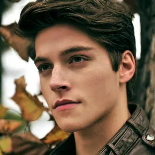 👻 hombre, retrato, otoño, pelo castaño, chaqueta de cuero, aire libre telegram sticker