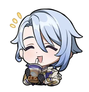 😄 อนิเมะ, จิบิ, น่ารัก, ไข่มุก, ชา, มีความสุข, การ์ตูน telegram sticker