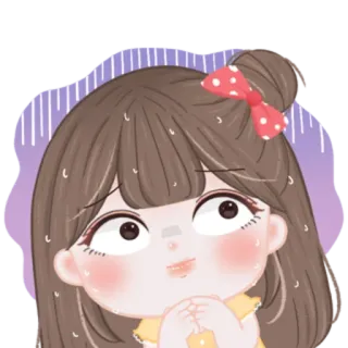 🎀 cartoon, girl, sweaty, stressed, anxious, worried, sticker telegram sticker
