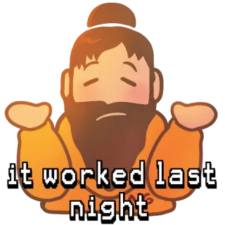 😕 it worked last night Meme, Humor, Śmieszne, Porażka, Działało wczoraj, Wzruszenie ramionami whatsapp sticker