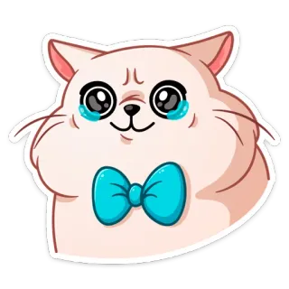 😢 кот, милый, животное, бабочка, мультфильм, наклейка telegram sticker