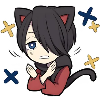 🙅‍♂ cat, anime, kitty, chibi, kawaii, cute, sticker telegram sticker