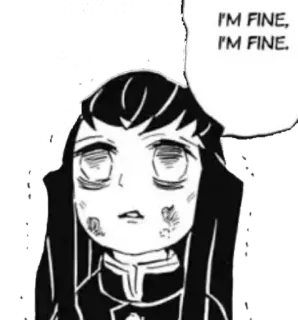 😵 I'M FINE, I'M FINE. Anime, Mangá, Cansado/a, Personagem, Citação, Expressão telegram sticker