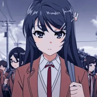 😔 Mai Sakurajima Rascal Does Not Dream of Bunny Girl Senpai 动漫, 女学生, 女孩, 兔女郎学姐, 卡通, 樱岛 telegram sticker