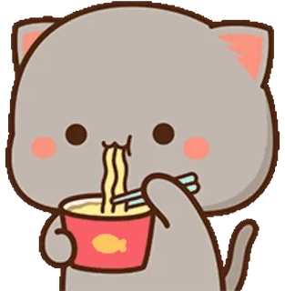 🍝 고양이, 먹방, 국수, 만화, 귀여운 whatsapp sticker