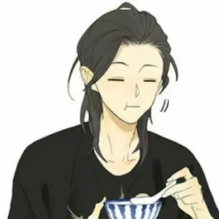 🌟 Anime, Manger, Nourriture, Dessin animé, Asiatique whatsapp sticker