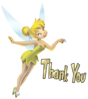 😊 Tinkerbell Thank You ทิงเกอร์เบลล์, นางฟ้า, ขอบคุณ, ดิสนีย์, ปีก, การ์ตูน telegram sticker