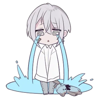 😭 verdrietig, huilen, tranen, anime, personage, illustratie telegram sticker