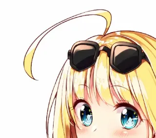 👀 anime, girl, sunglasses, blonde, cute, manga, eyes, kawaii telegram sticker