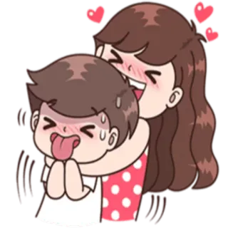 😀 การ์ตูน, ความรัก, กอด, น่ารัก, คู่รัก, ความรักใคร่ telegram sticker