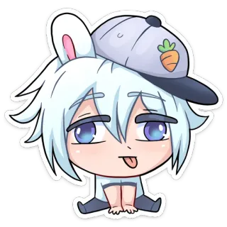 😜 lapin, dessin animé, animé, mignon, personnage, animal, autocollant telegram sticker