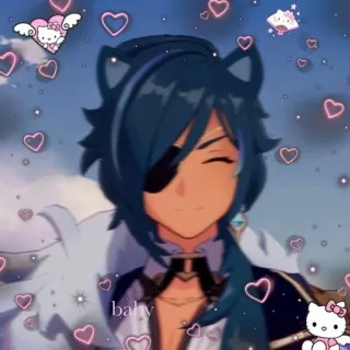 🌟 Kaeya Genshin Impact baby Anime, Videogioco, Cuori, Kawaii, Carino, Gattino telegram sticker