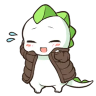 😊 dinossauro, fofo, desenho animado, adorável, kawaii, verde whatsapp sticker