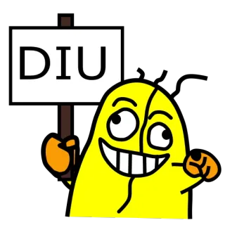 😕 DIU Dessin animé, Jaune, Panneau, Souriant, Agitant whatsapp sticker