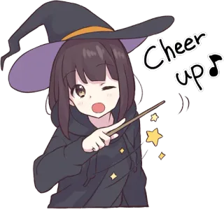 😉 Cheer up witch, magic, cute, anime, girl, cheer, up, cartoon telegram sticker