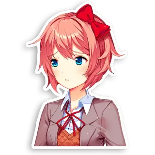 😞 Sayori Doki Doki Literature Club! Anime, Traurig, Niedlich, Mädchen, DDLC telegram sticker