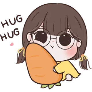 🥨 HUG HUG ragazza, abbraccio, carota, carino, cartone animato telegram sticker