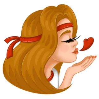 😘 menina, beijo, tiara vermelha, mulher, cabelo, amor, coração whatsapp sticker