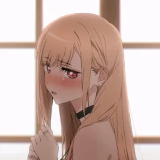 🥺 动漫, 女孩, 脸红, 可爱, 长发 telegram sticker