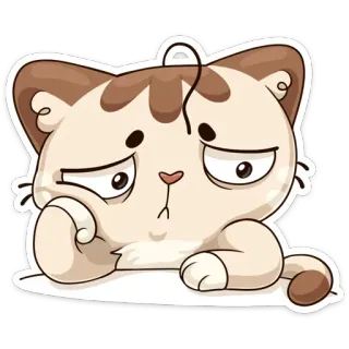 🙁 kucing, imut, sedih, kelelahan, stiker, kartun, binatang telegram sticker