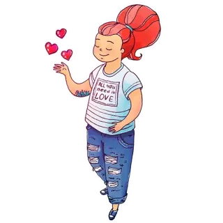 😘 ALL YOU need in LOVE Мультфильм, Девушка, Сердечки, Любовь, Мода, Джинсы whatsapp sticker