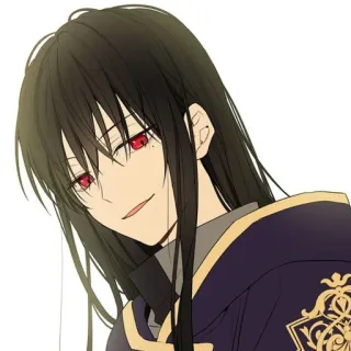 🌑 アニメ, キャラクター, 漫画, アート, ポートレート, 黒髪, 赤い目 telegram sticker