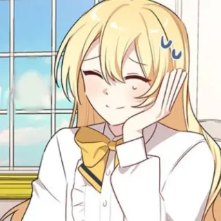 🥡 garota anime, cabelo loiro, fofa, desenho animado, sorrindo, retrato telegram sticker