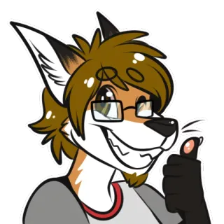 👍 Фурри, Антропоморфный, Лис, Мультфильм, Палец вверх, Персонаж, Очки telegram sticker