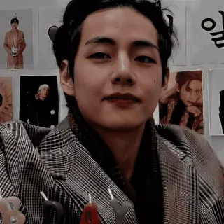 🫐 V persona, retrato, celebridad, hombre, BTS telegram sticker