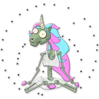 🧘‍♀️ unicorn, zombie, skeleton, fantasy, cartoon, monster, spooky whatsapp sticker