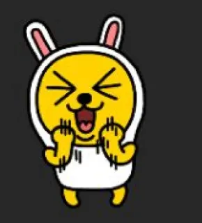 😮‍💨 dessin animé, personnage, lapin, mignon, jaune, kawaii, lapinou whatsapp sticker