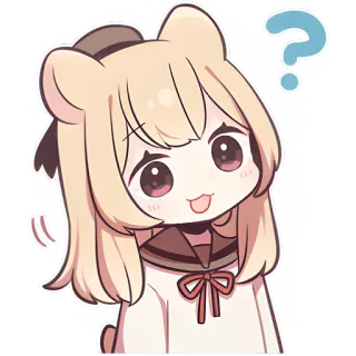 🤔 애니메이션, 스티커, 질문, 여자, 귀여운 telegram sticker