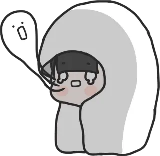 👻 sticker, cartone animato, carino, fantasma, persona, cappuccio, kawaii whatsapp sticker