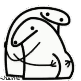 🙃 FlorkofCows, abraço, meme, arte linear, desenho animado telegram sticker