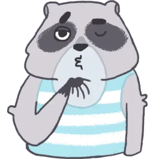 😙 raccoon, animal, cartoon, sticker, cute, winking, kiss telegram sticker