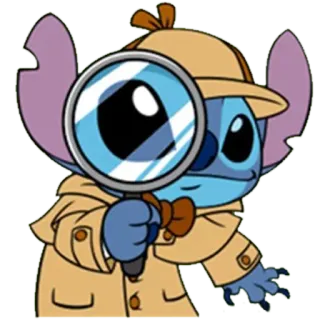 🔎 Stitch Detektiv, Lupe, Cartoon, Disney, Figur telegram sticker