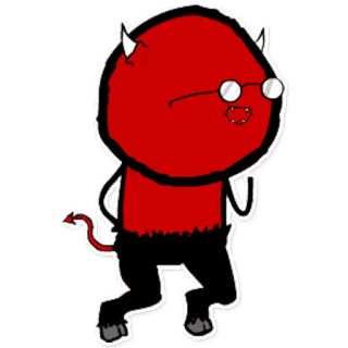 😈 duivel, monster, cartoon, rood, bril telegram sticker