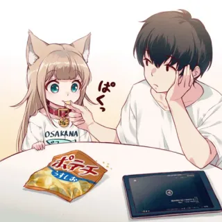 🧸 OSAKANA
ポテチ anime, carino, ragazza, ragazza gatto, snack, patatine, osakana, patate whatsapp sticker