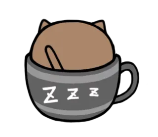 💤 ZZZ gato, dormindo, xícara, zzz, animal, desenho animado telegram sticker