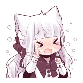 😫 anime, kawaii, sad, crying, catgirl, manga, chibi telegram sticker