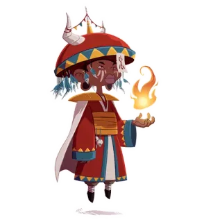 🔥 native, tribal, ceremony, magic, fire, character, wizard telegram sticker