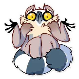 🤷 キツネザル, 動物, 漫画, ステッカー, 野生動物, 霊長類 telegram sticker
