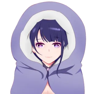 🥶 anime, mujer, púrpura, sudadera con capucha, dibujos animados, femenina, ilustración telegram sticker