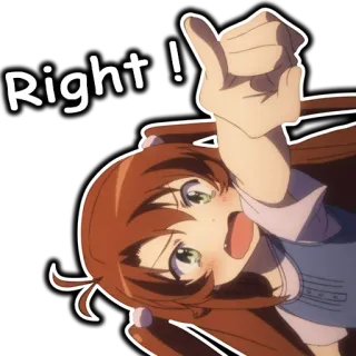 👇 Right ! Anime, Gadis, Kanan, Jempol ke atas, Lucu, Persetujuan, Positif telegram sticker