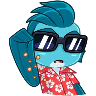 🐟 cartone animato, personaggio, occhiali da sole, camicia hawaiana, adesivo telegram sticker
