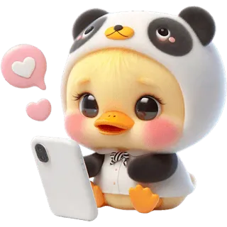 🫶 pato, panda, mono, animal, dibujos animados, kawaii telegram sticker
