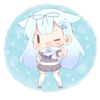👌 Anime, Chibi, Mignon, Flocon de neige, Hiver, Kawaii whatsapp sticker